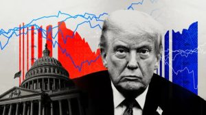 El expresidente Donald Trump saluda a sus simpatizantes durante un mitin político tras su reciente comparecencia ante los tribunales.