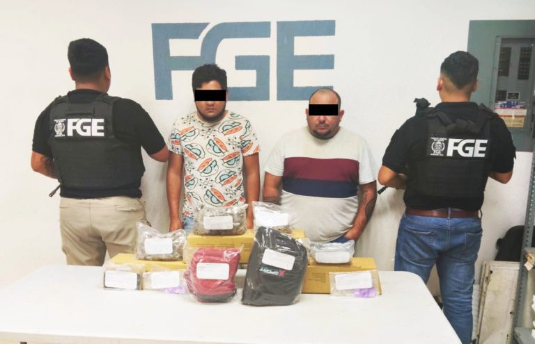 Los detenidos fueron capturados en la colonia Misión de las Flores con drogas y un vehículo relacionado con carpetas de investigación.
