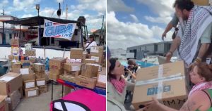 El navío Granma 2.0 se prepara en el muelle de Progreso antes de iniciar su viaje con la ayuda humanitaria para Cuba.