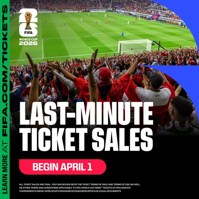 FIFA anuncia fase final de venta de boletos para el Mundial 2026