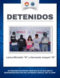 La detención de la pareja se realizó gracias a los recorridos de vigilancia constantes que se aplican en la periferia de Cancún.