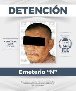 Agentes de la Policía de Investigación trasladan a Emeterio “N” ante el juez tras cumplimentar la orden de aprehensión en Tulum.