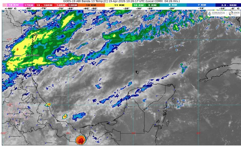 El cielo parcialmente nublado sobre el Mar Caribe anuncia una jornada de calor intenso en las costas.