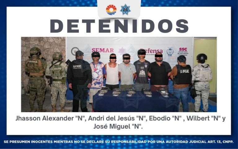 Cinco sujetos fueron puestos a disposición de las autoridades tras ser sorprendidos con dosis de droga en la Supermanzana 250 de Cancún.