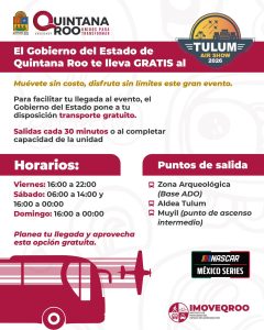 El transporte gratuito para el Air Show Tulum 2026 operará desde la Zona Arqueológica y Aldea Tulum con salidas frecuentes.