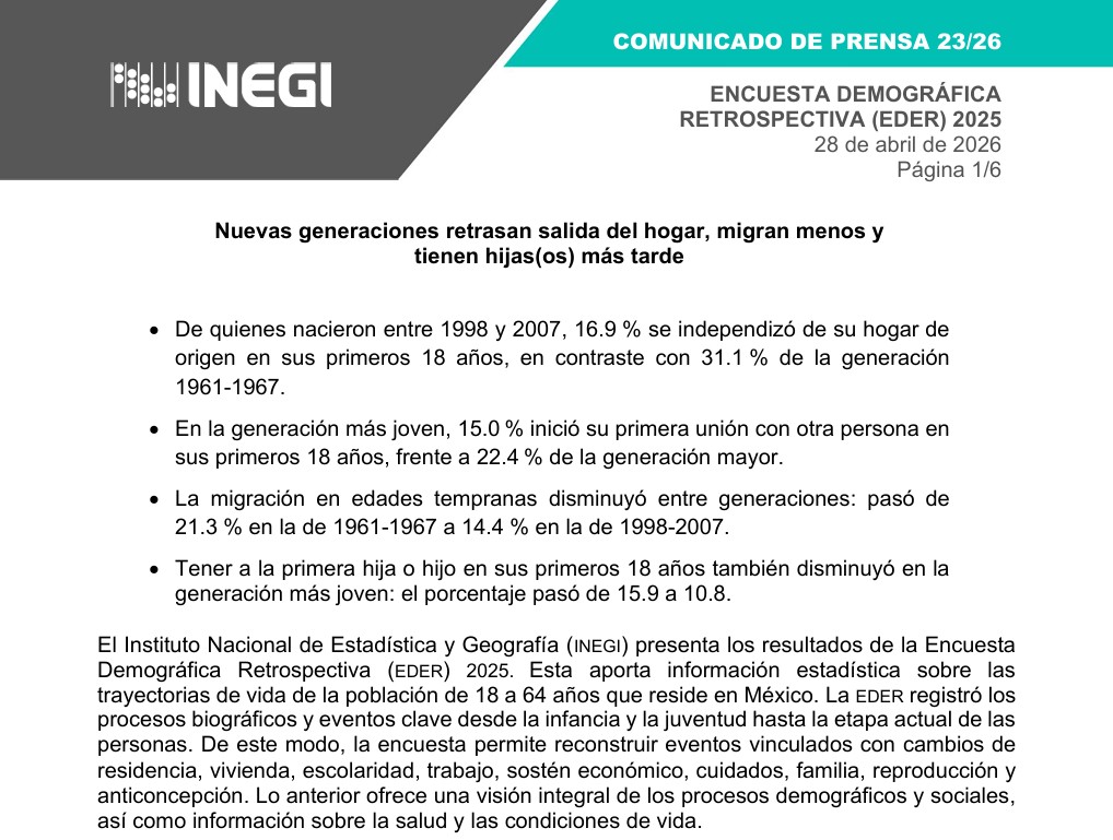 Los datos del Inegi confirman que las nuevas generaciones mantienen una mayor permanencia en el sistema educativo nacional.