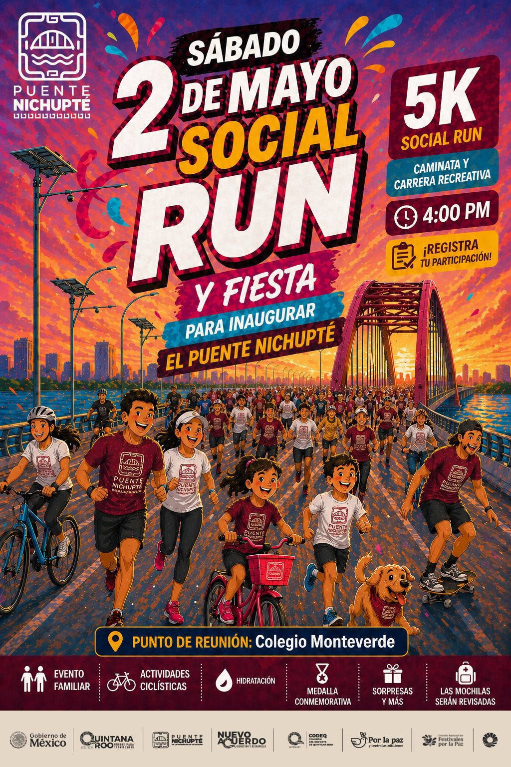 La inauguración del Puente Nichupté permitirá que miles de ciudadanos recorran la nueva estructura antes de su apertura formal al tránsito vehicular.