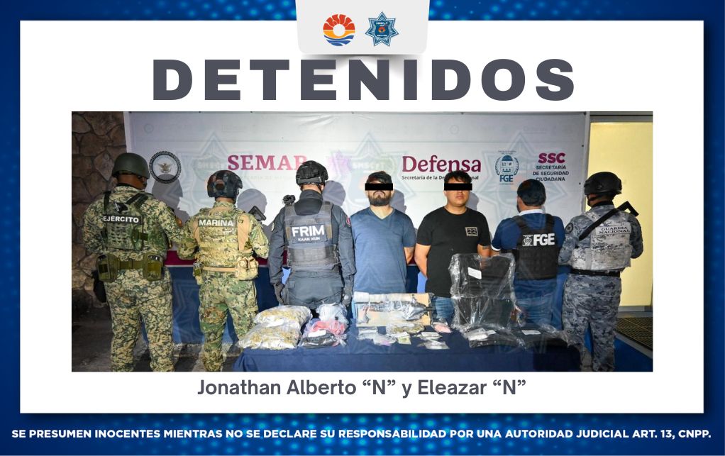 Los detenidos Jonathan Alberto “N” y Eleazar “N” fueron trasladados a las instalaciones de la Fiscalía General del Estado.