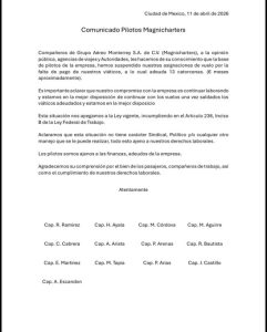 Pilotos de Magnicharters suspenden vuelos por falta de pago de viáticos