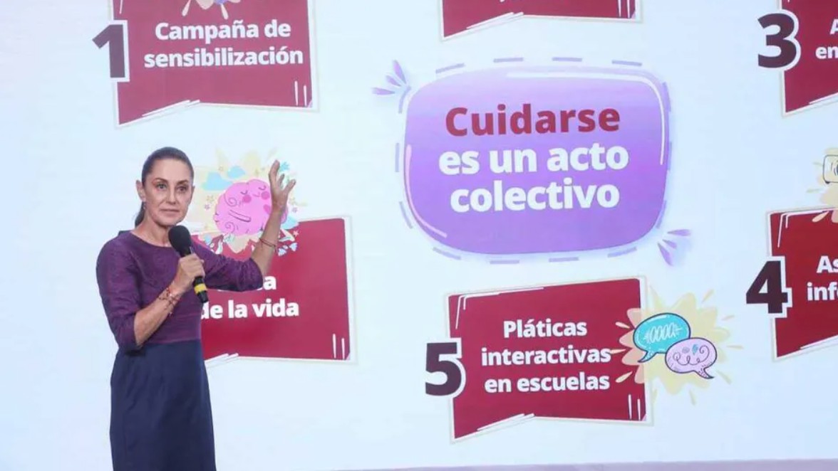 La presidenta Claudia Sheinbaum presentó los seis ejes estratégicos del programa diseñado para la atención emocional de los estudiantes.