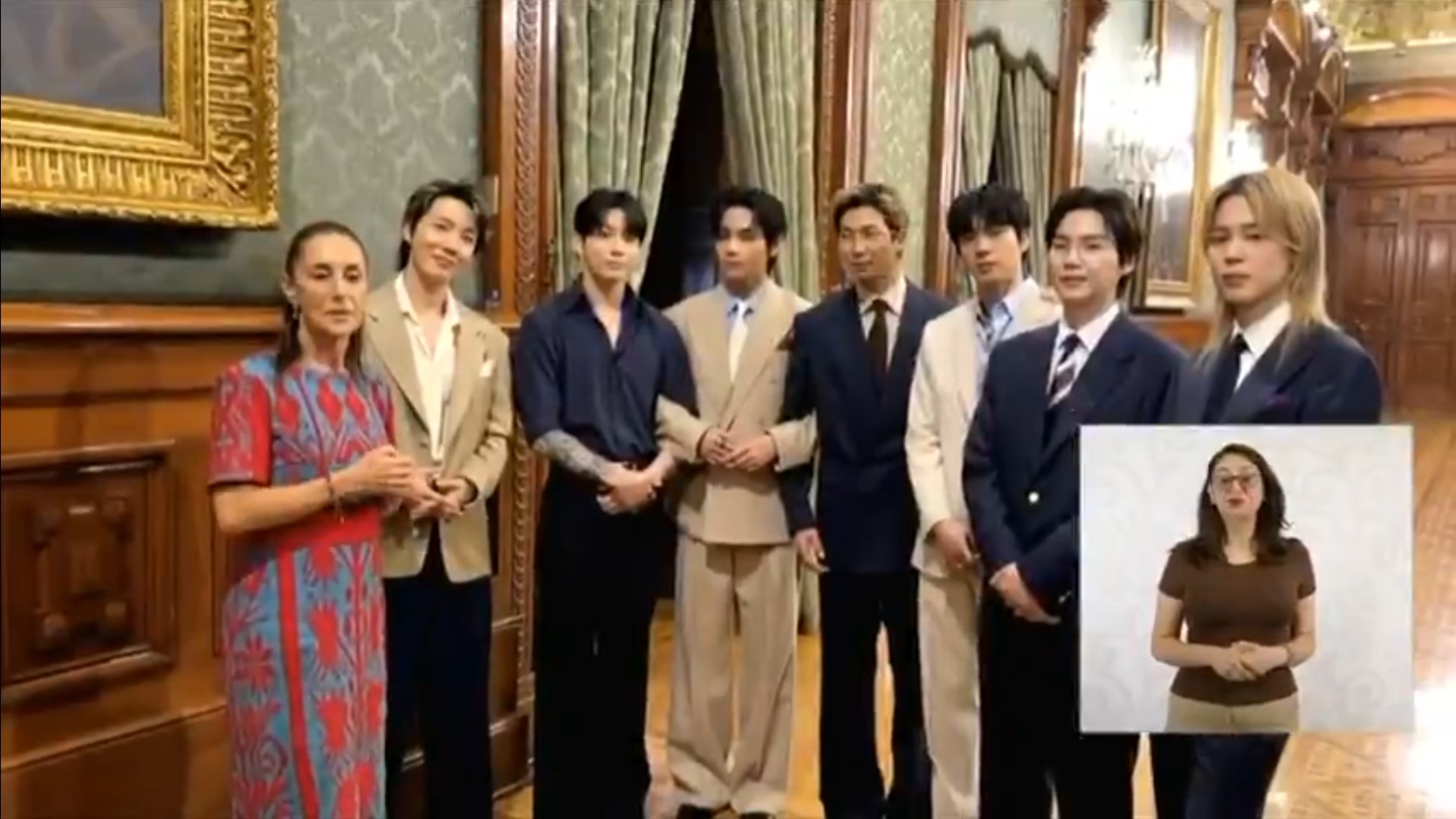 La presidenta Claudia Sheinbaum entabló un diálogo con los integrantes de BTS sobre la importancia de la cultura y la paz.
