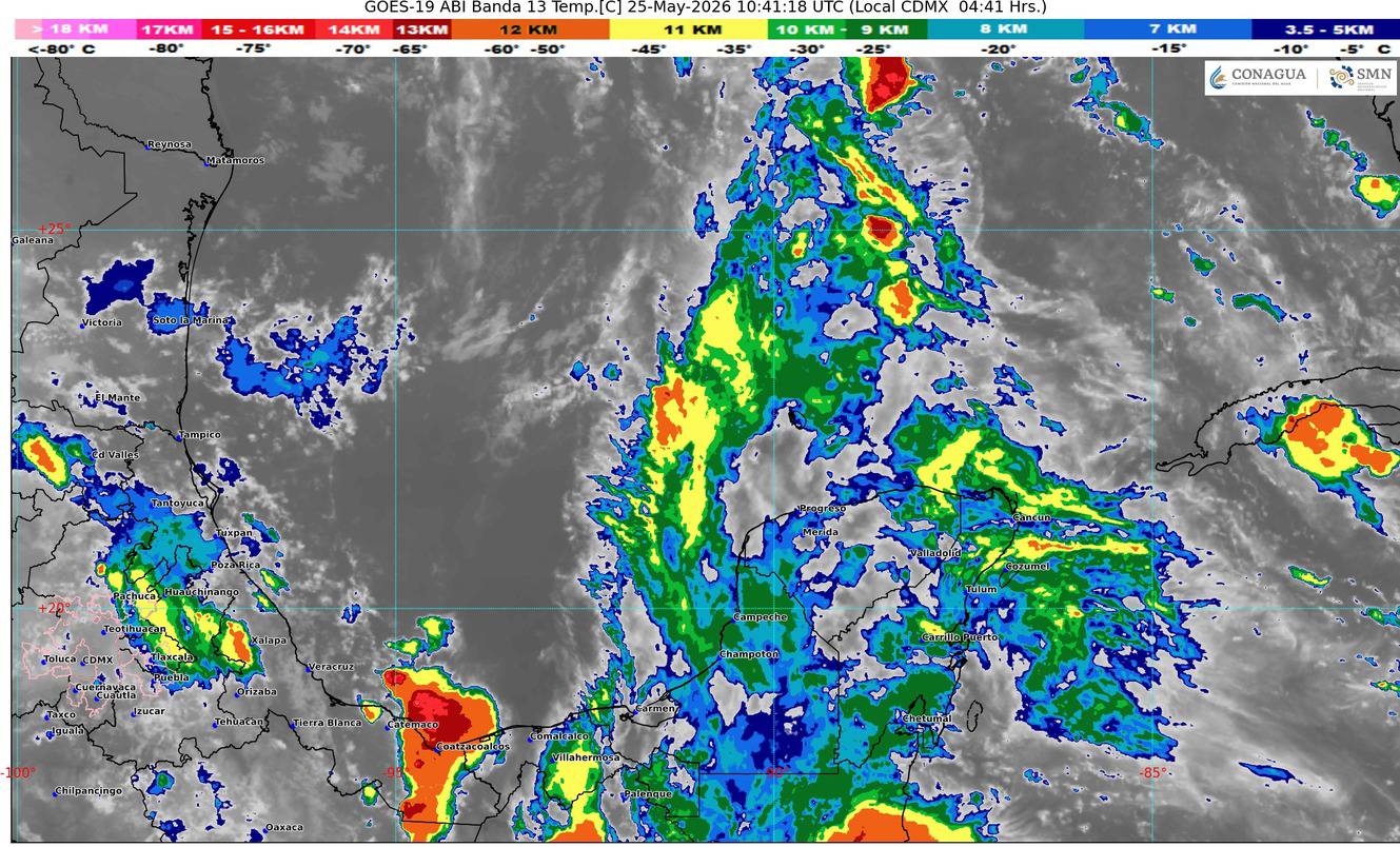 Una vaguada superior interactúa con aire húmedo del Caribe y modifica el pronóstico del clima en Quintana Roo.