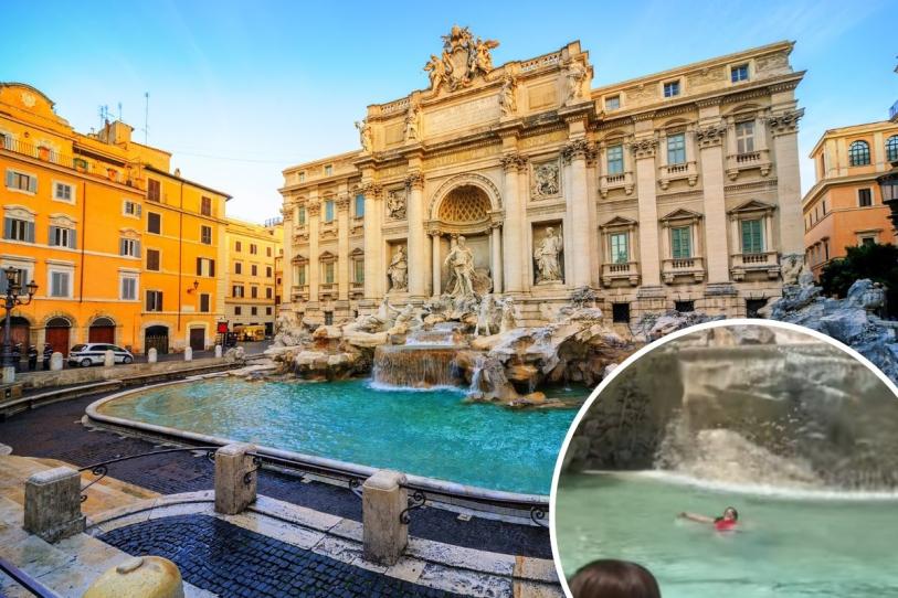 Una turista extranjera desafió a las autoridades y nadó de manera ilegal en la Fontana di Trevi, un monumento histórico de Roma.