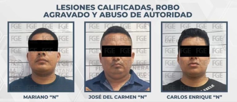 Tres elementos activos fueron vinculados a proceso luego de concretarse la detención de policías en Playa del Carmen por robo y agresión.