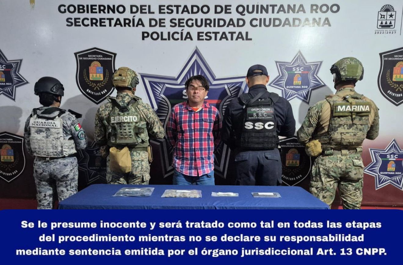 Elementos de la Secretaría de Seguridad Ciudadana interceptaron al sospechoso tras una persecución en la supermanzana 236 de Cancún.