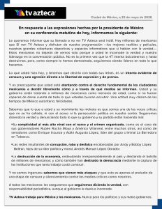La directiva de la televisora del Ajusco emitió un fuerte pronunciamiento tras los comentarios vertidos en la conferencia matutina de este lunes.