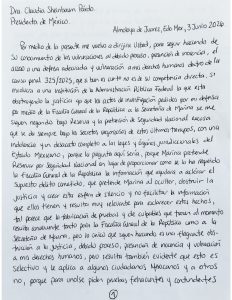 El Centro Federal de Reinserción Social de Almoloya de Juárez es el sitio desde donde se emitió la carta dirigida a la presidencia.