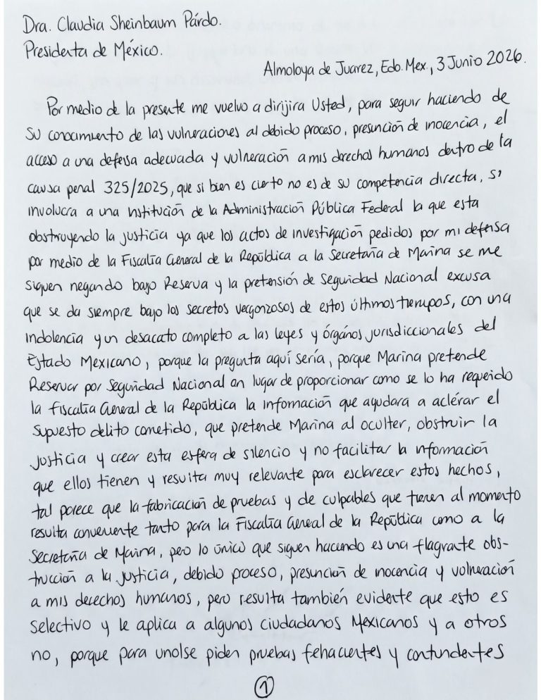 El Centro Federal de Reinserción Social de Almoloya de Juárez es el sitio desde donde se emitió la carta dirigida a la presidencia.
