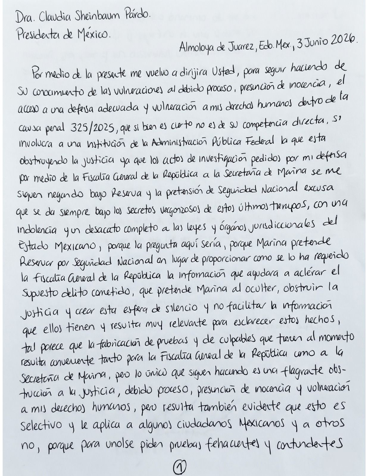 El Centro Federal de Reinserción Social de Almoloya de Juárez es el sitio desde donde se emitió la carta dirigida a la presidencia.