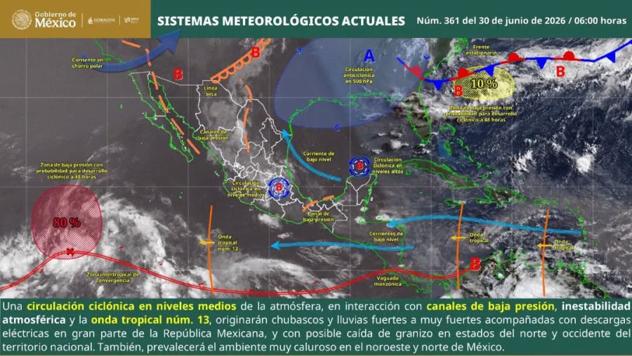 Un canal de baja presión y el ingreso de humedad del mar Caribe afectarán el clima en Quintana Roo con lluvias fuertes y tormentas eléctricas.