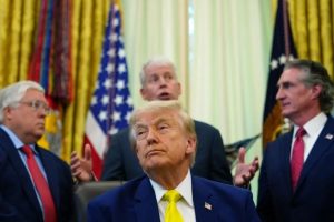 Activistas celebran afuera del tribunal federal tras el fallo que invalida los efectos de la prohibición de viaje de Trump.