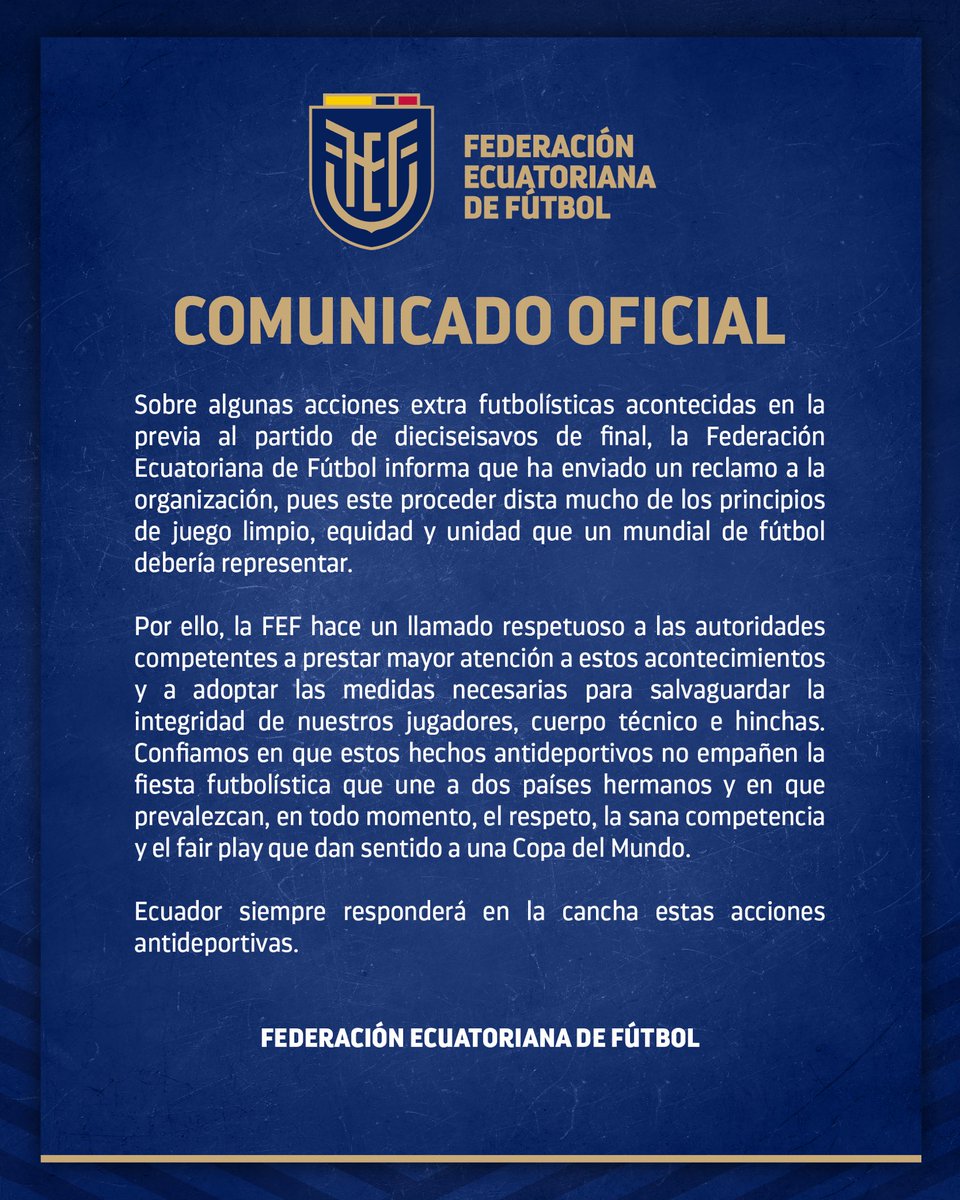 La Federación Ecuatoriana de Futbol exigió garantías de seguridad tras los ruidos provocados por los hinchas locales.