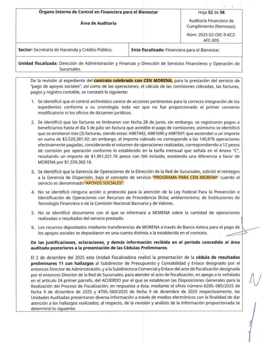 Documentos oficiales revelan que el contrato de Morena con Finabien operó de manera oculta ante las autoridades fiscalizadoras del INE.