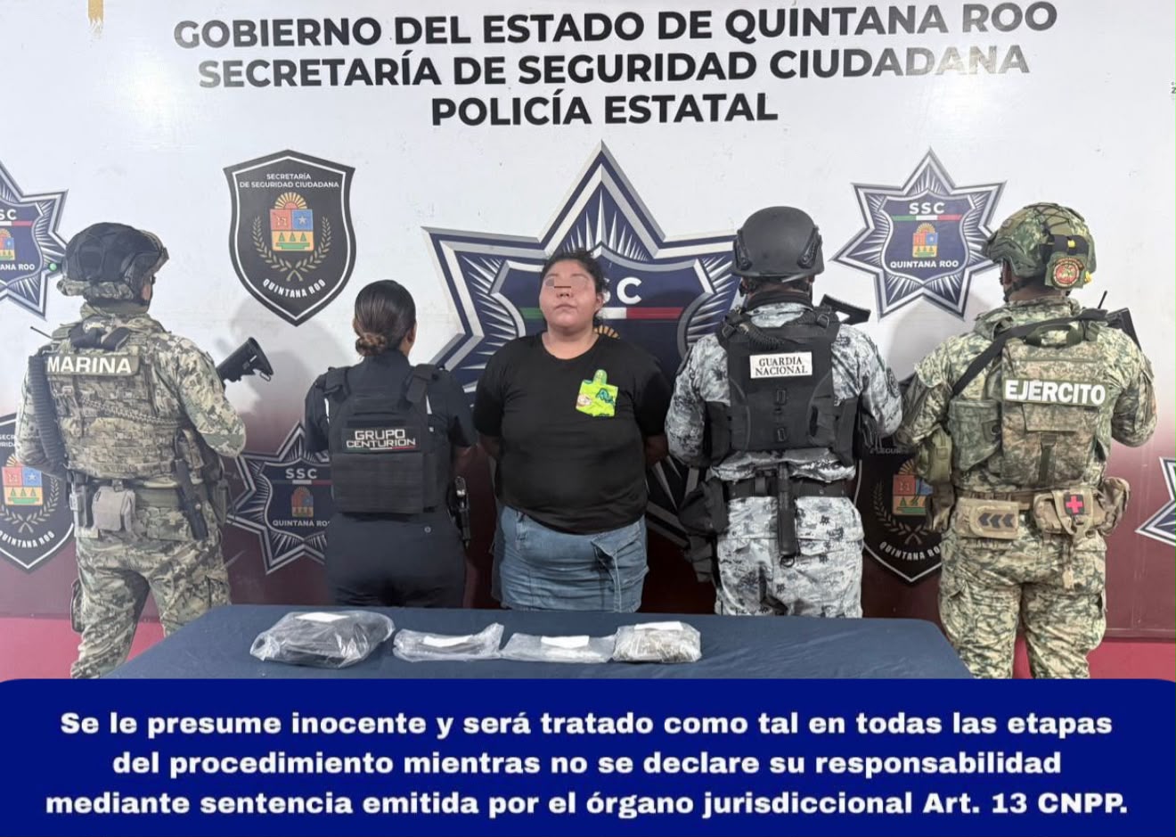 Yessica Guadalupe “N” fue puesta a disposición de las autoridades ministeriales por delitos contra la salud en Benito Juárez.