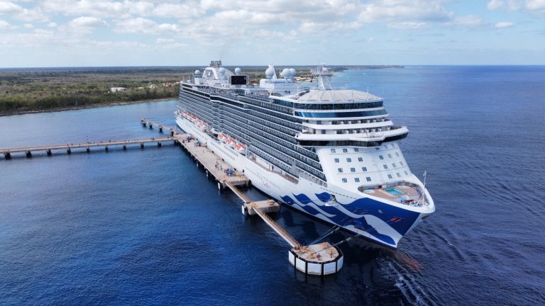 Tripulantes del crucero Regal Princess realizaron guardias visuales en la cubierta tras activarse la alerta de hombre al agua.