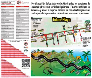 El Sindicato Tiburones del Caribe presentó el mapa oficial de paraderos para la ruta Tulum–Playa del Carmen.