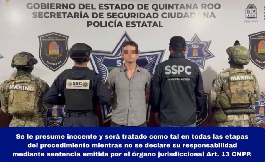 Elementos federales y estatales capturaron a Alex "N" en el municipio de Isla Mujeres durante un operativo de seguridad.
