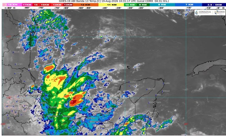 El sistema meteorológico provocará incremento de nublados y precipitaciones en la entidad.