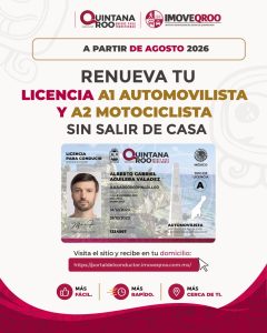 El nuevo servicio digital de IMOVEQROO permitirá renovar licencias de conducir desde computadoras o teléfonos móviles.