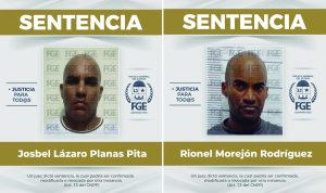 El Fiscal General Raciel Lopez Salazar informo en conferencia de prensa la sentencia emitida contra dos masculinos por delitos graves.