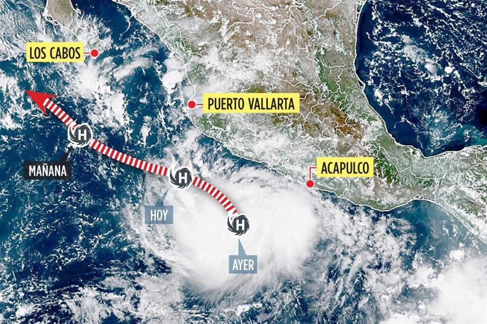 El huracán Polo categoría 5 intensifica su fuerza en aguas del océano Pacífico con vientos destructivos.