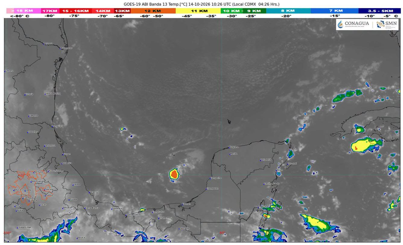 Las lluvias en Quintana Roo podrían presentarse con chubascos y actividad eléctrica durante este miércoles 14 de octubre.