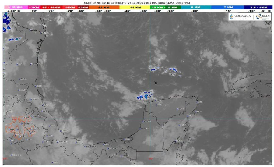 El pronóstico para Quintana Roo prevé lluvias aisladas, chubascos y temperaturas máximas de hasta 38 grados Celsius este miércoles.