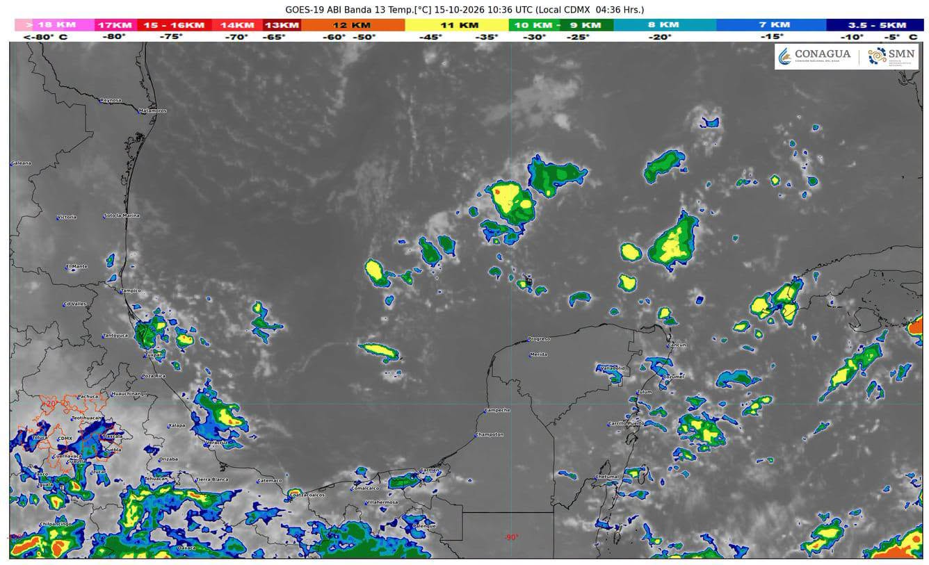 Lluvias fuertes en Quintana Roo: diversos municipios esperan chubascos y descargas eléctricas durante este jueves 15 de octubre.