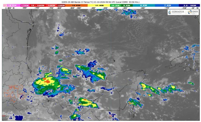Las lluvias en Quintana Roo podrían dejar acumulados de entre 25 y 50 milímetros durante este miércoles 21 de octubre.