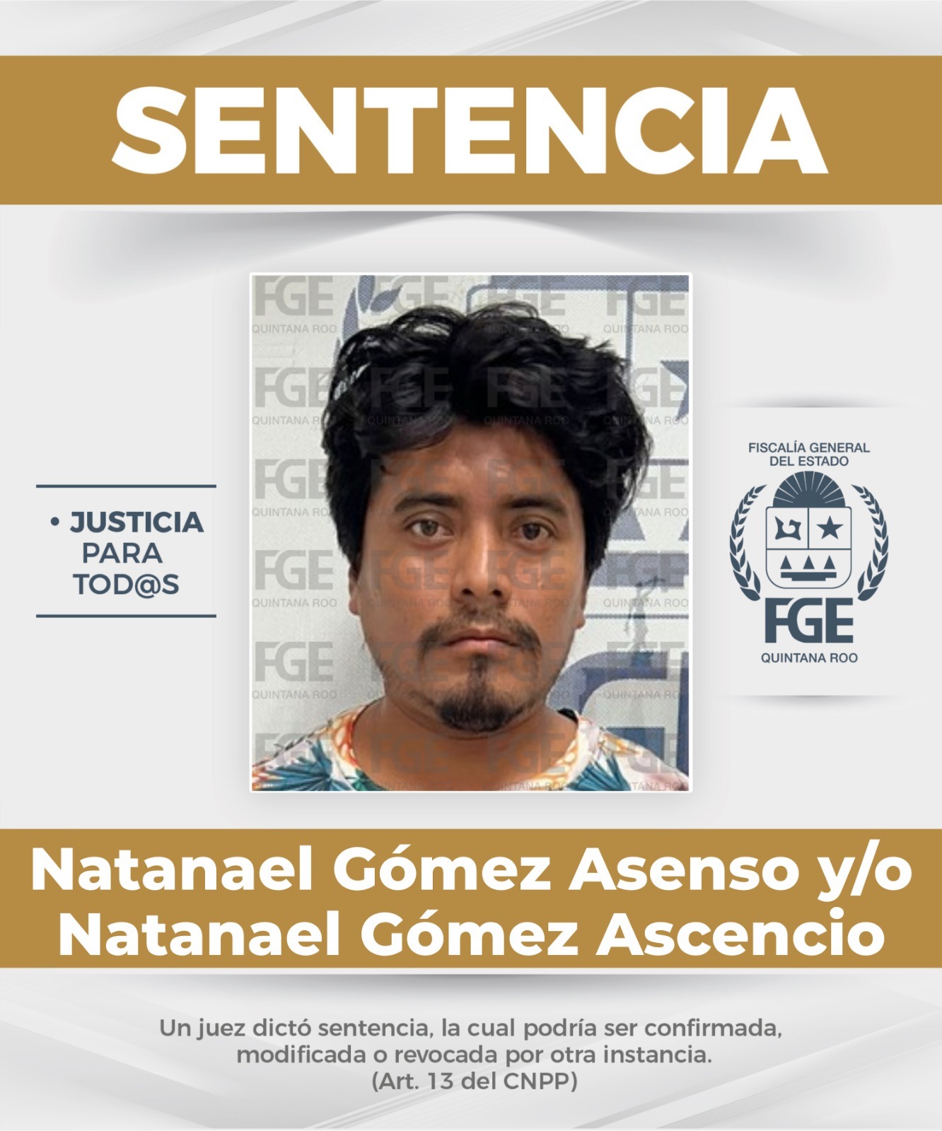 La FGE Quintana Roo consiguió una sentencia firme de 108 años de prisión contra el agresor de tres menores de edad.