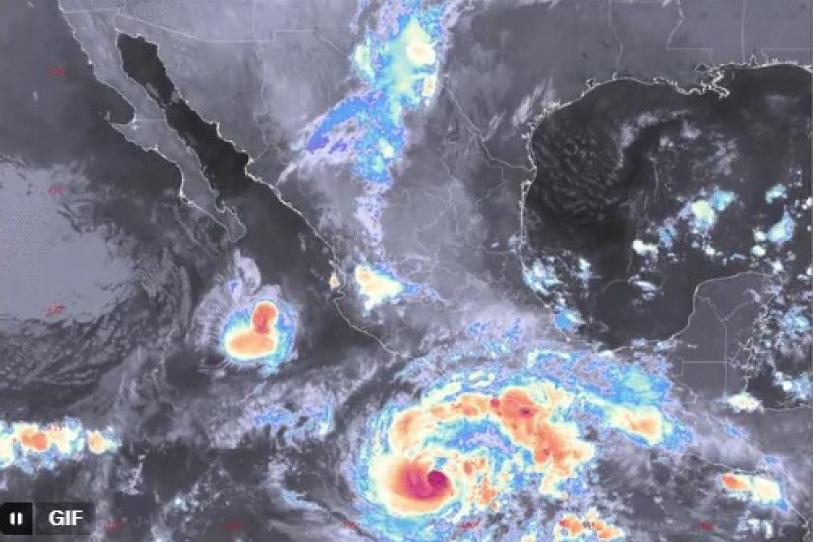 Huracán Trudy categoría 1: el ciclón presenta vientos máximos sostenidos de 120 kilómetros por hora y rachas de hasta 150 km/h.